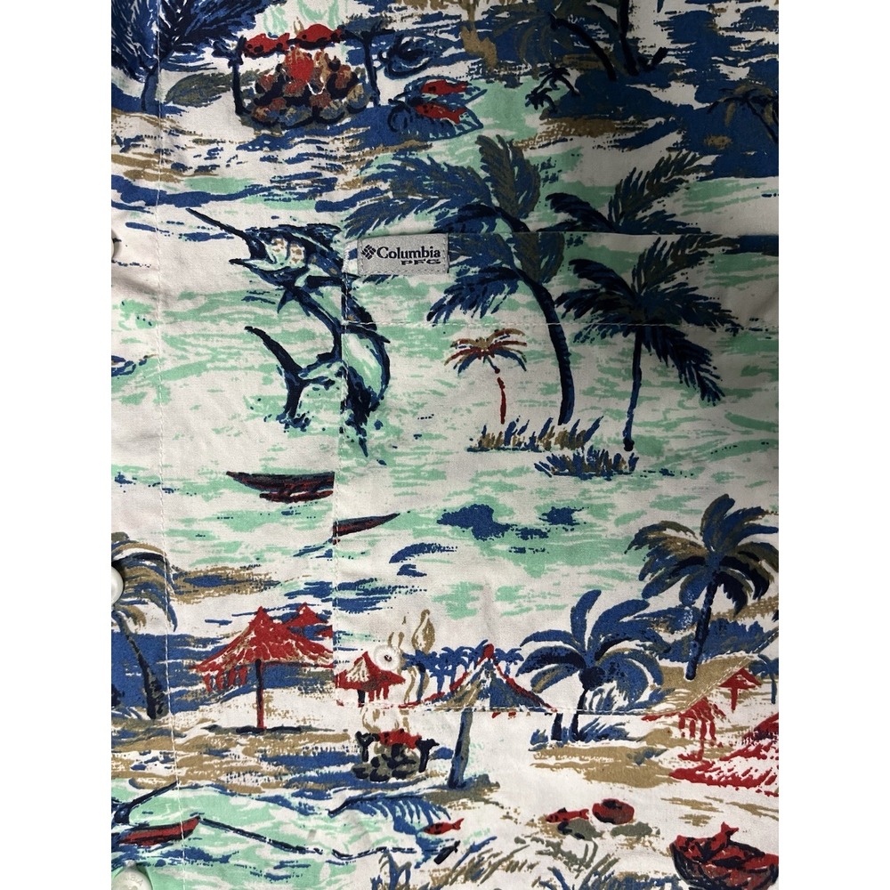 Columbia PFG Hawaiian Shirt Men's SZ XL Tropical Floral Short Sleeve Button Up - Picture 2 of 9